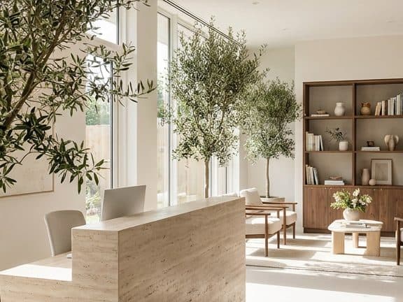 Bright welcoming dental reception lounge